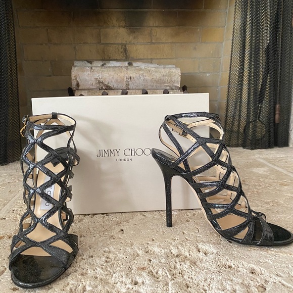 Jimmy Choo silver metallic open toe heels - Picture 1 of 2